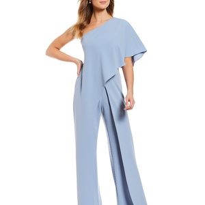 Adrianna Papell Crepe One Shoulder Jumpsuit